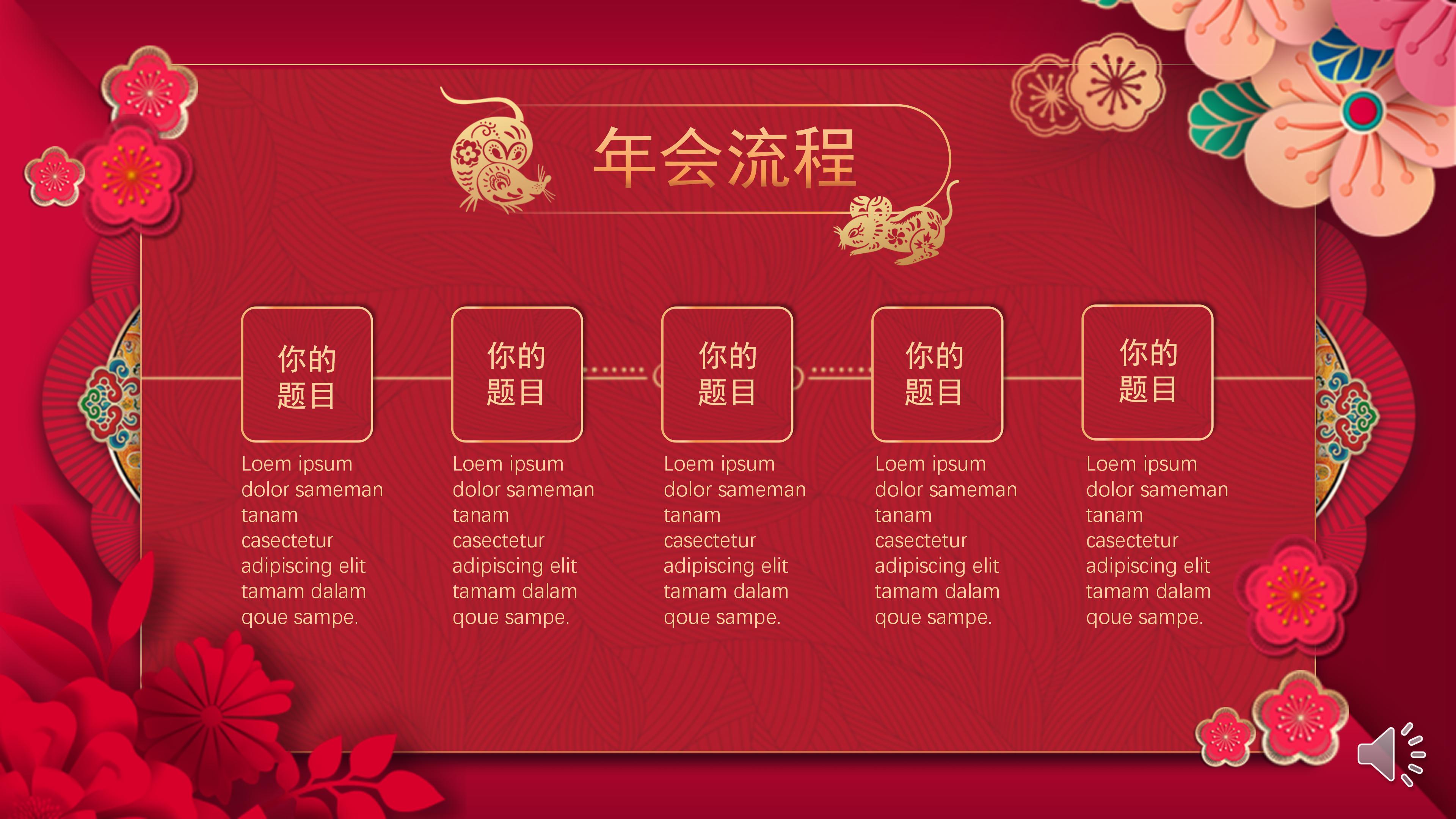 鼠年春节背景ppt模板