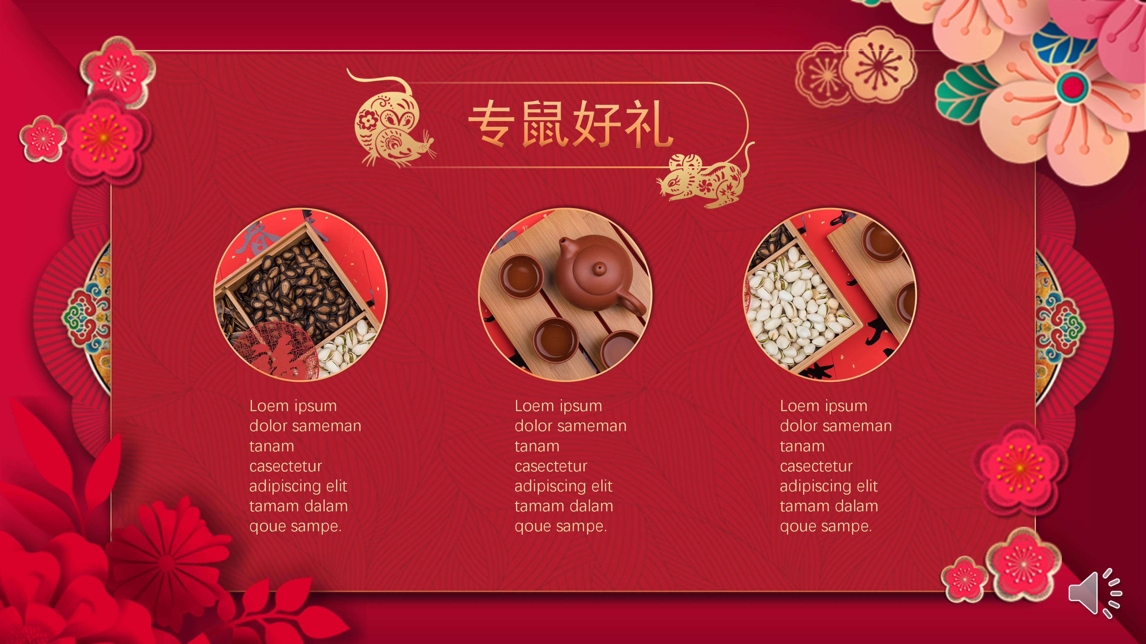 鼠年春节背景ppt模板