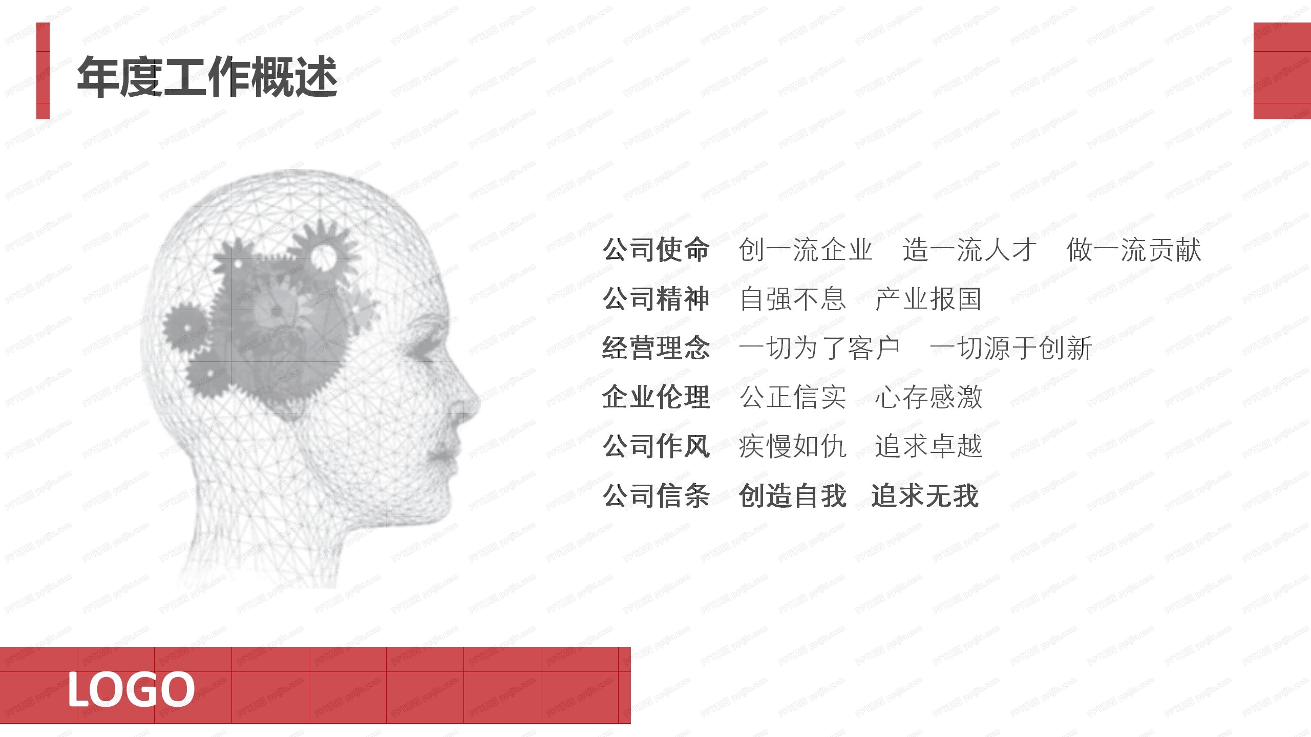 红色简约2020人事工作总结ppt模板