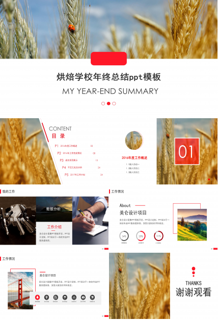 烘焙学校年终总结ppt模板