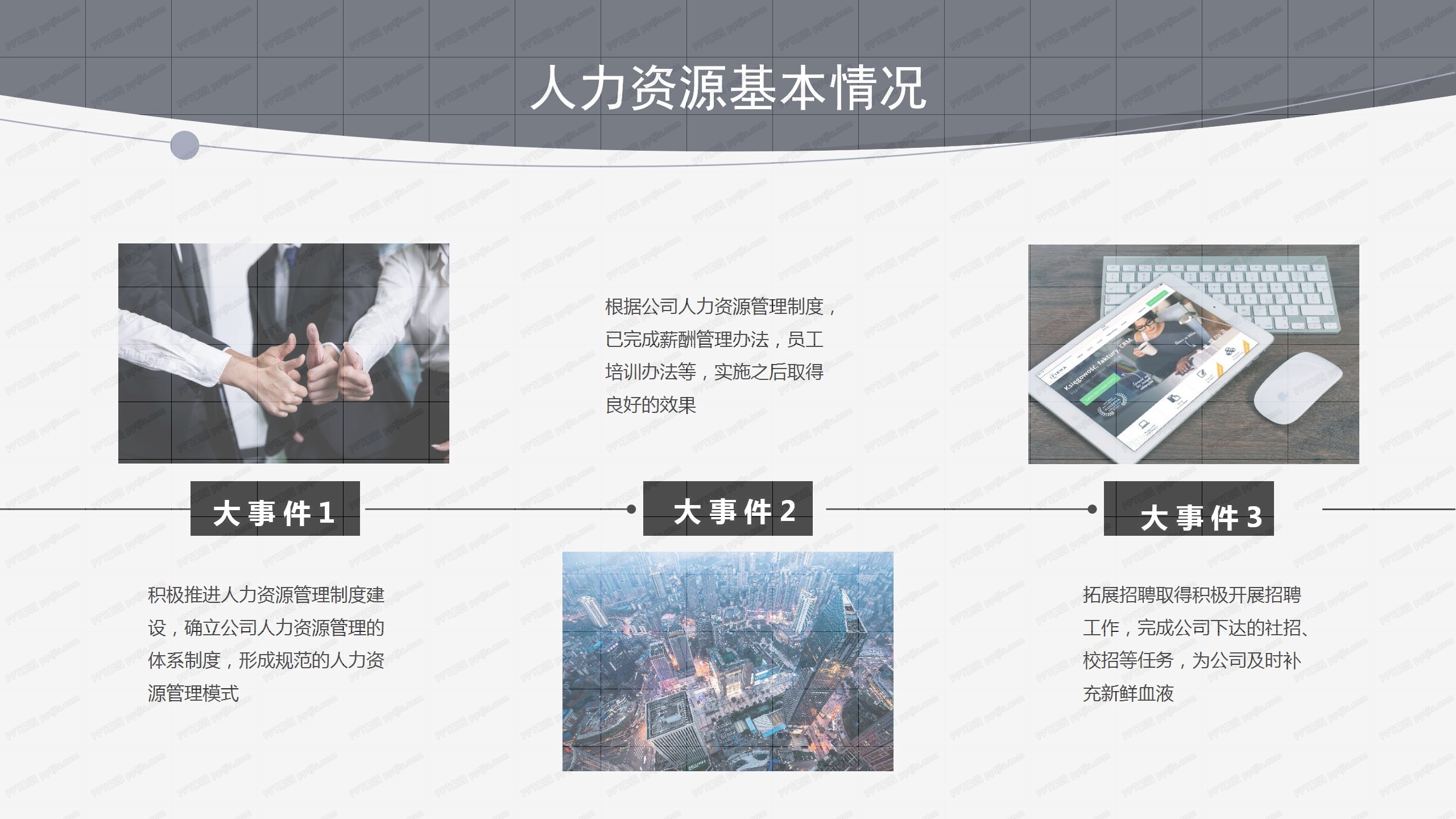 大气商务人资行政部工作总结ppt模板