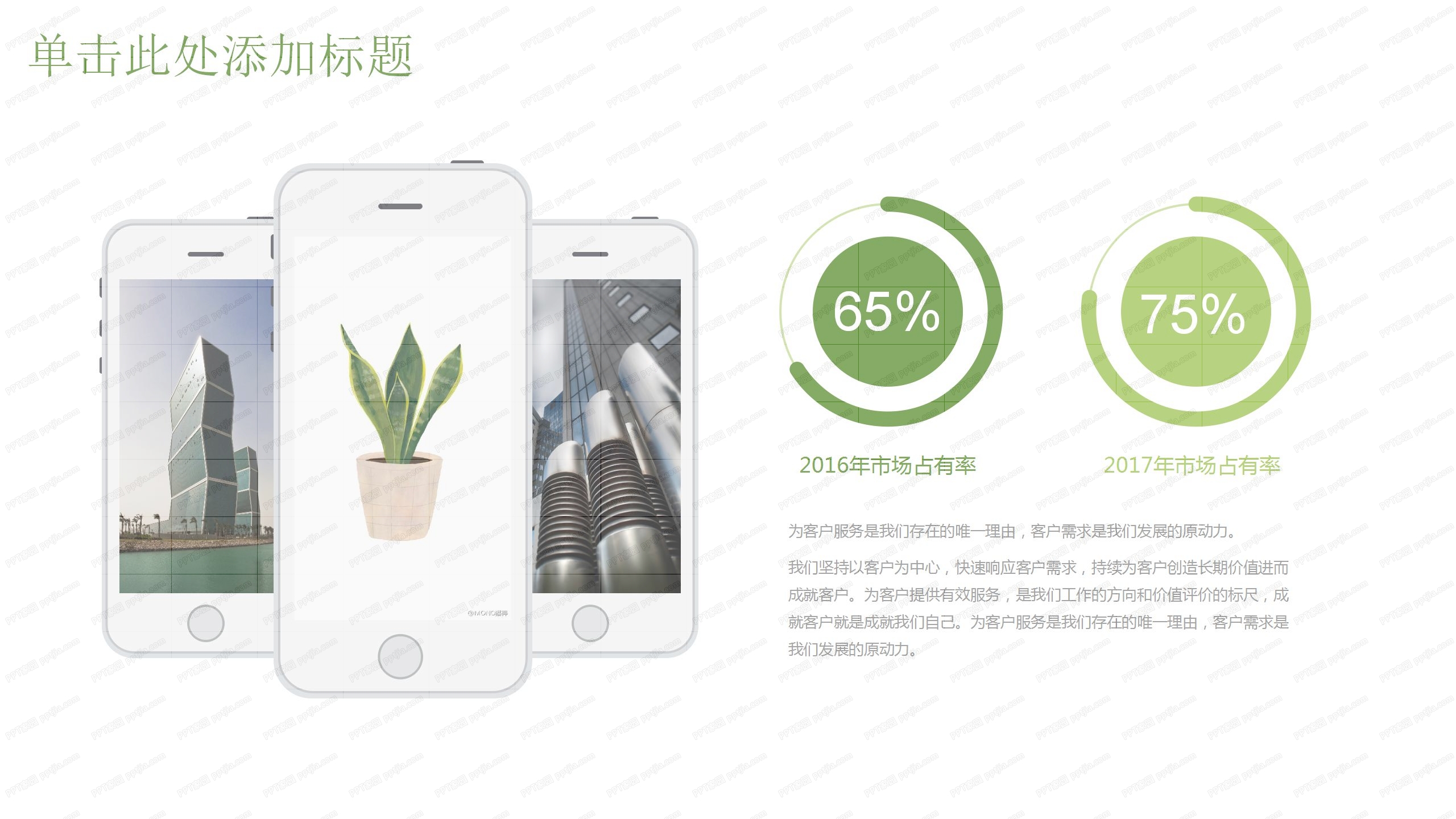 绿色清新花卉背景工作汇报总结ppt模板