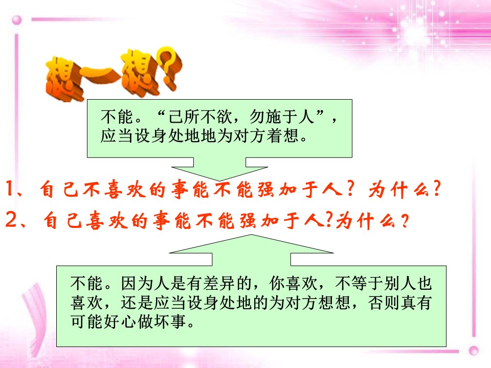 换位思考与人为善(公开课)ppt模板