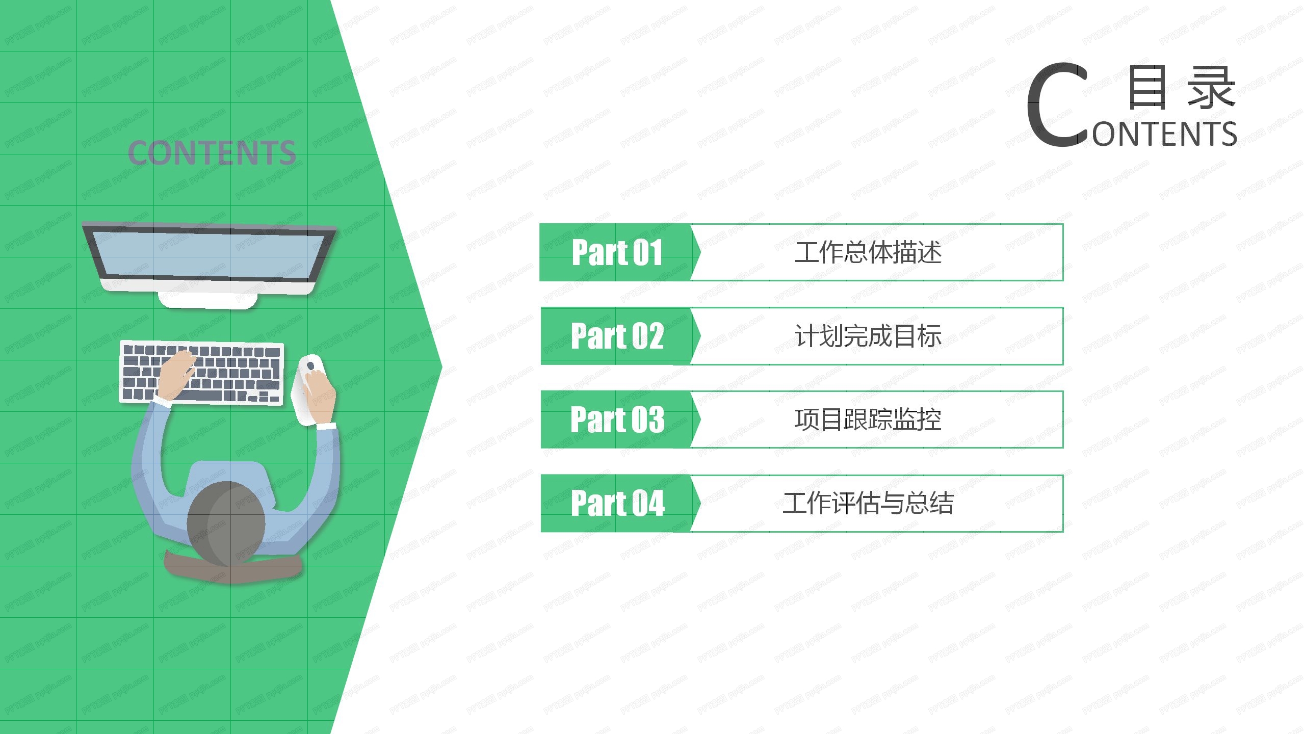 绿色简约产品经理年终工作总结ppt模板
