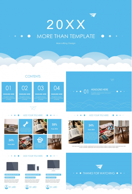 纯蓝底通用ppt模板