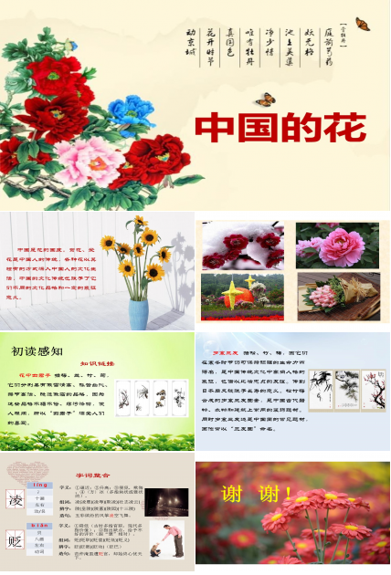 中国情的中国的花ppt模板 