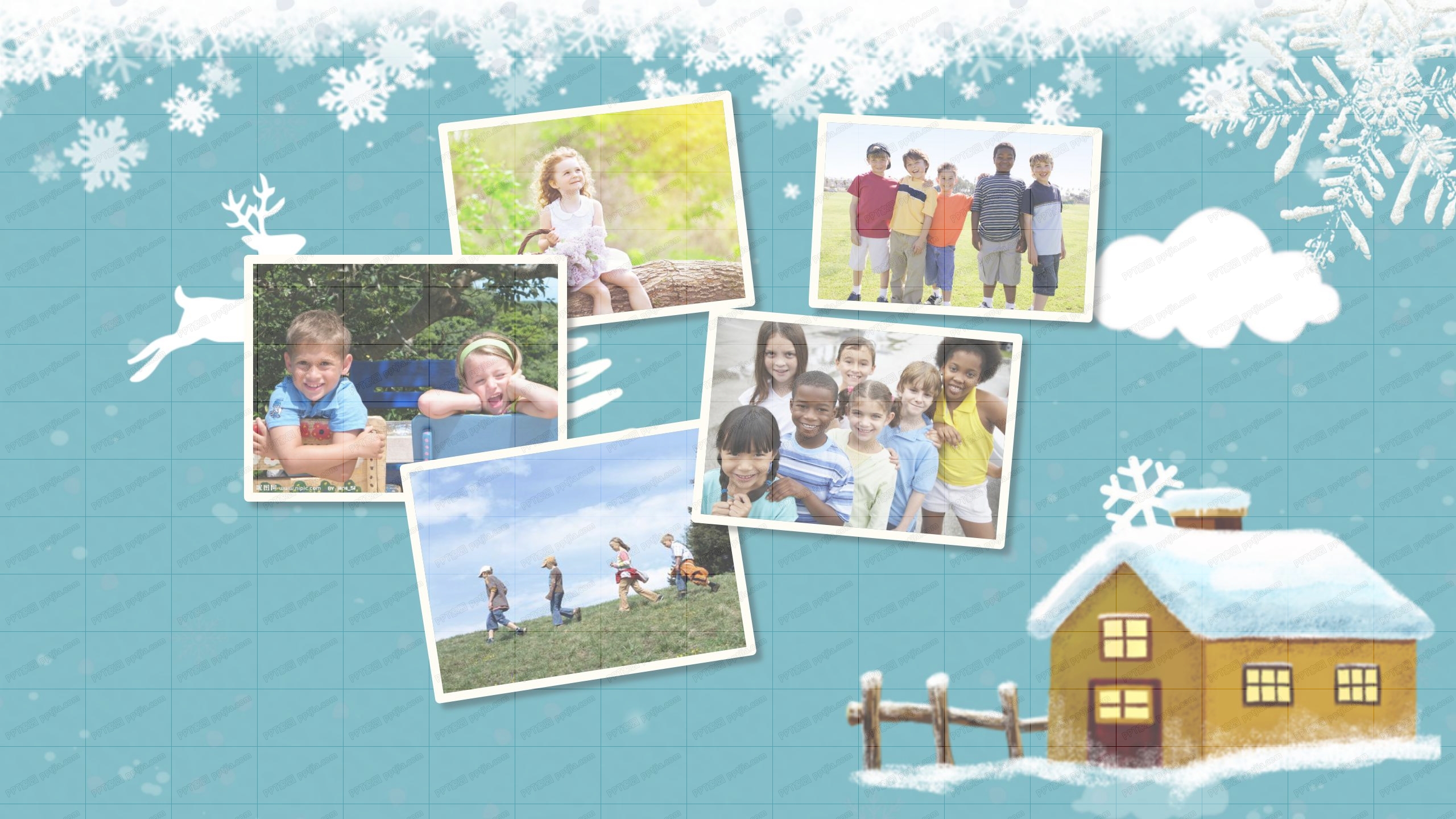 卡通雪人背景我的寒假生活ppt模板