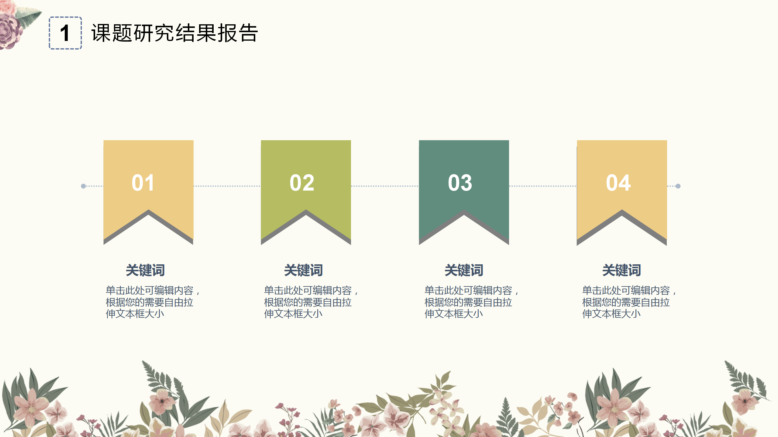 古典文艺花朵PPT模板