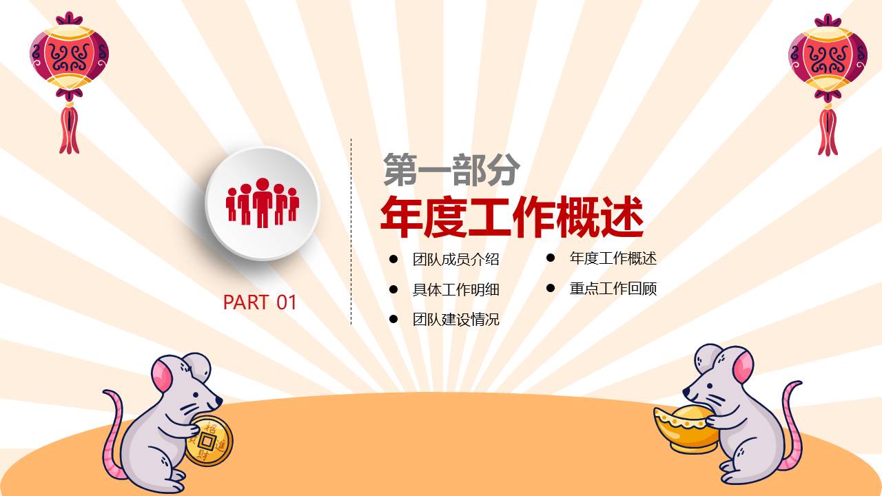 中国风春节主题年终总结新年工作计划ppt模板