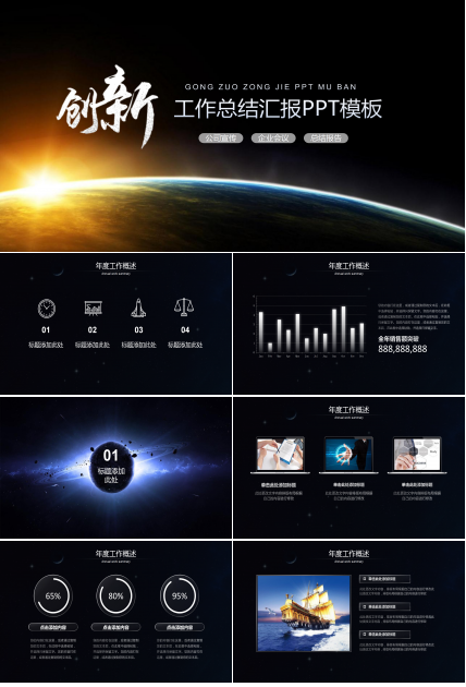 科技感创新主题工作总结汇报PPT模板