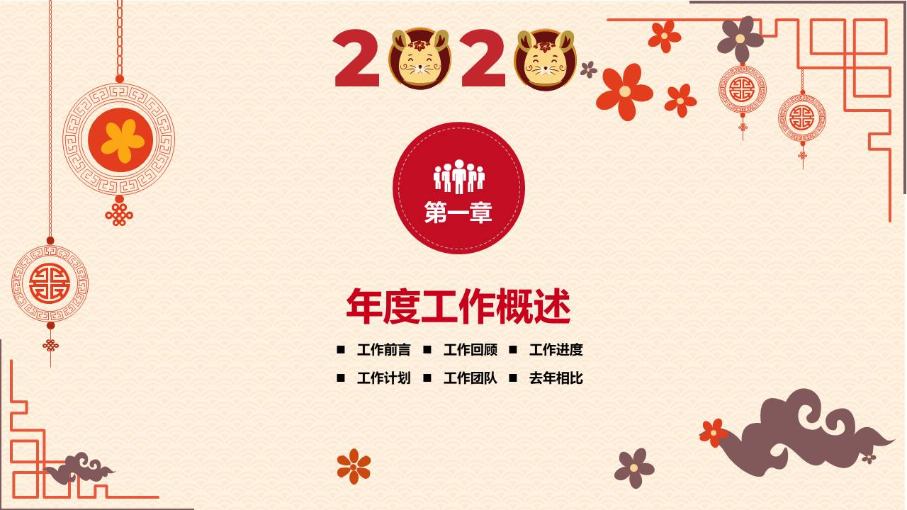 简约喜庆新年总结汇报计划ppt模板