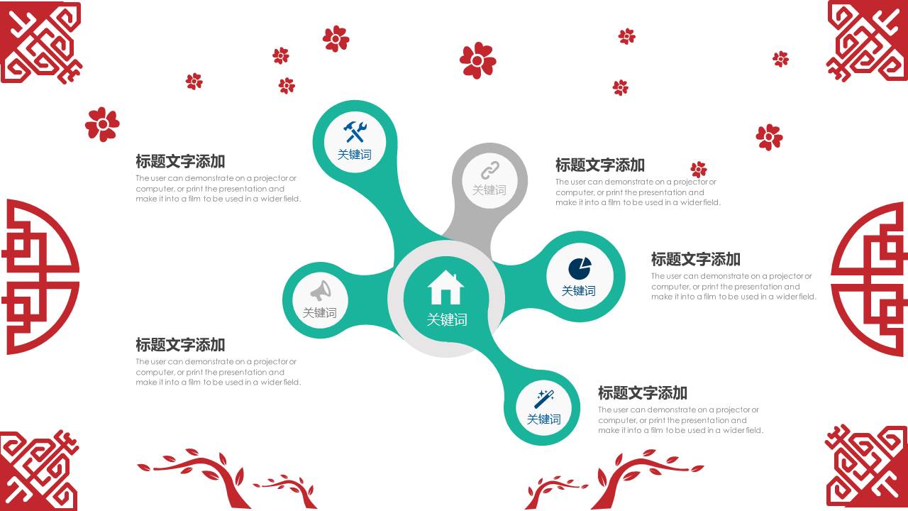 剪纸风鼠年总结计划汇报ppt模板