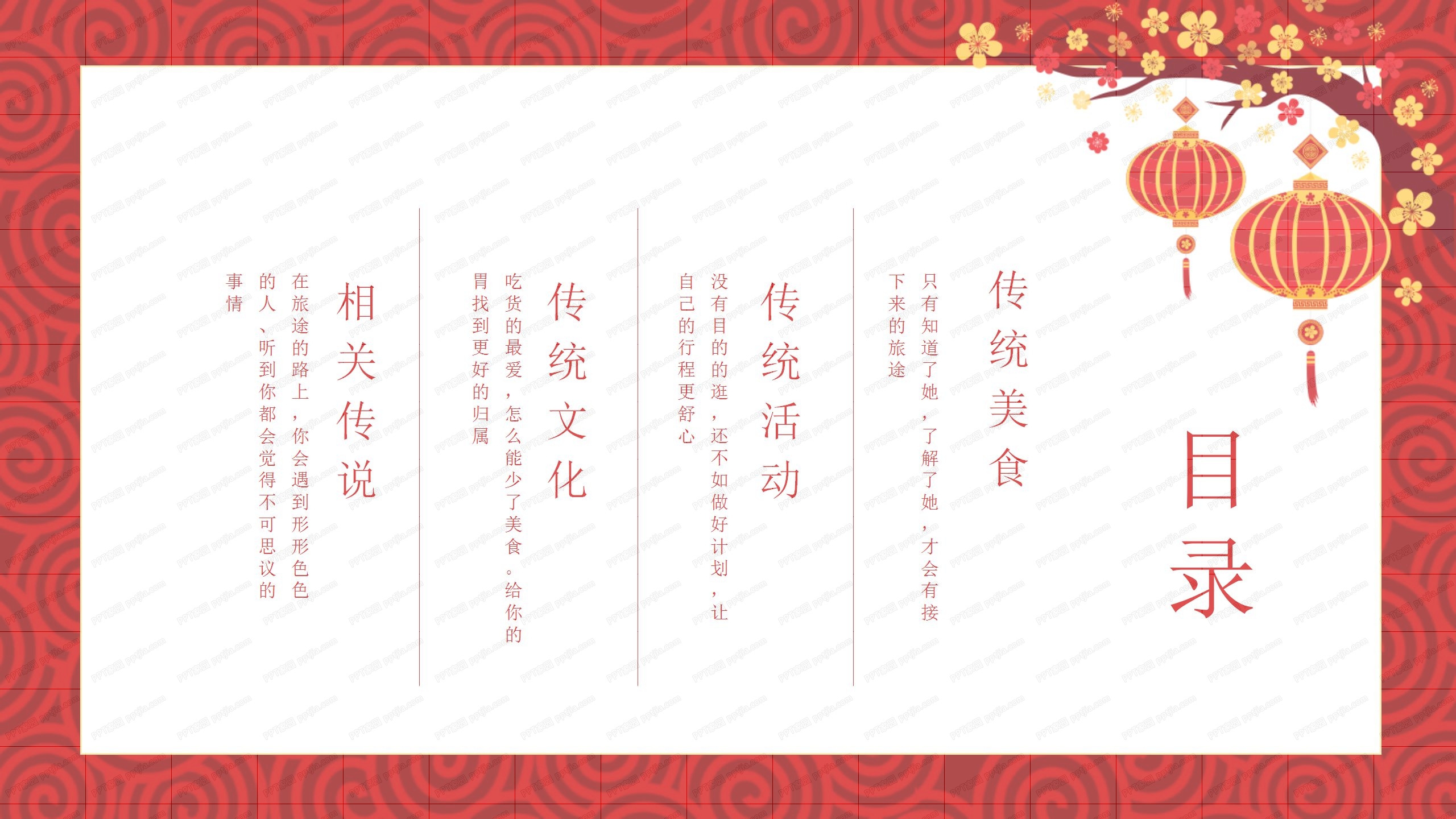传统中国风春节习俗展示ppt模板