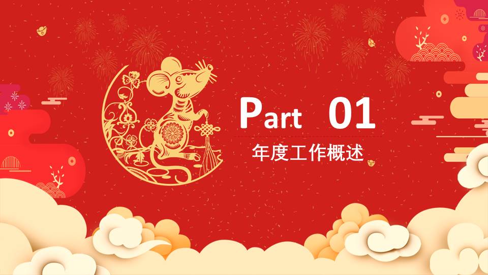 中国红鼠年年终总结新年计划ppt模板