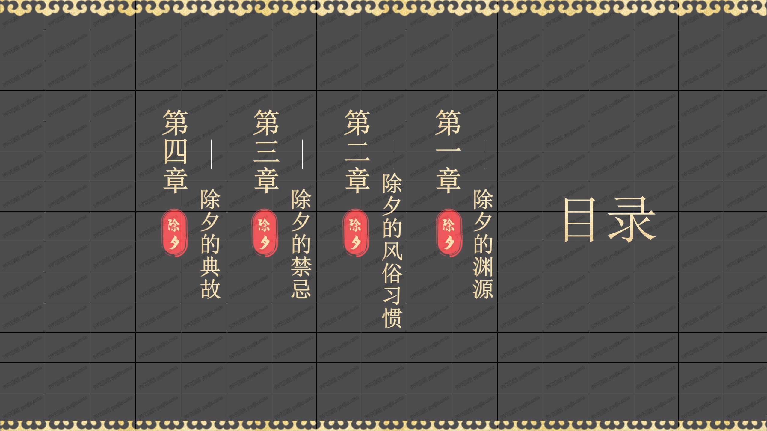 卡通除夕文化习俗宣传ppt模板