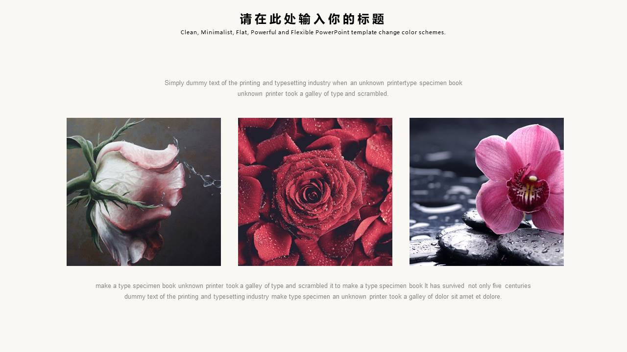 小清新玫瑰简约工作汇报ppt模板