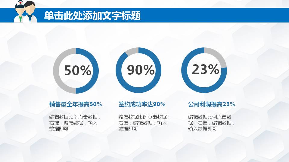卡通医生护士背景的医院工作总结PPT模板