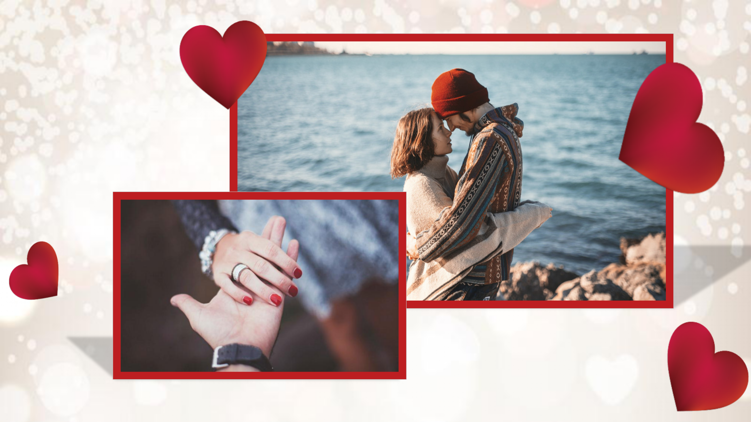 浪漫爱心情人节相册PPT模板