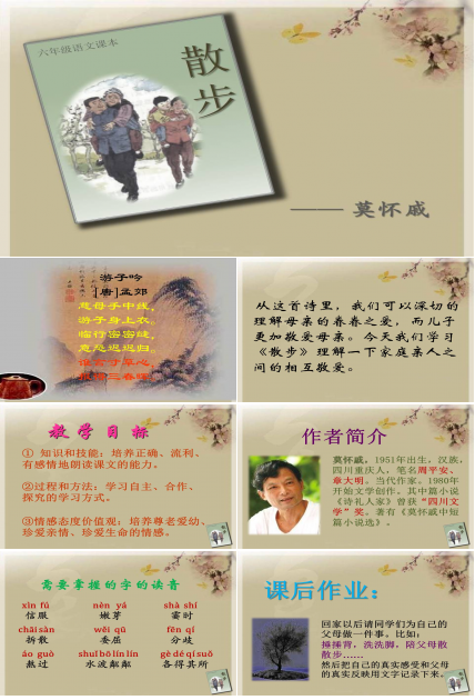 七年级上册散步ppt模板