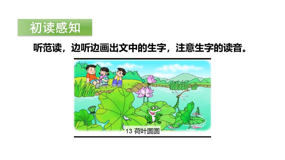 人教版荷叶圆圆ppt模板第一课时