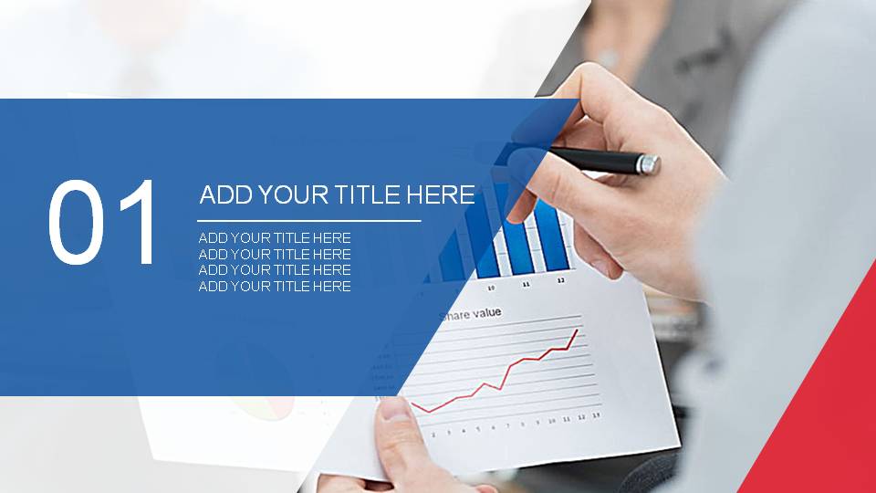 红蓝建筑透视图背景商务演示PPT模板