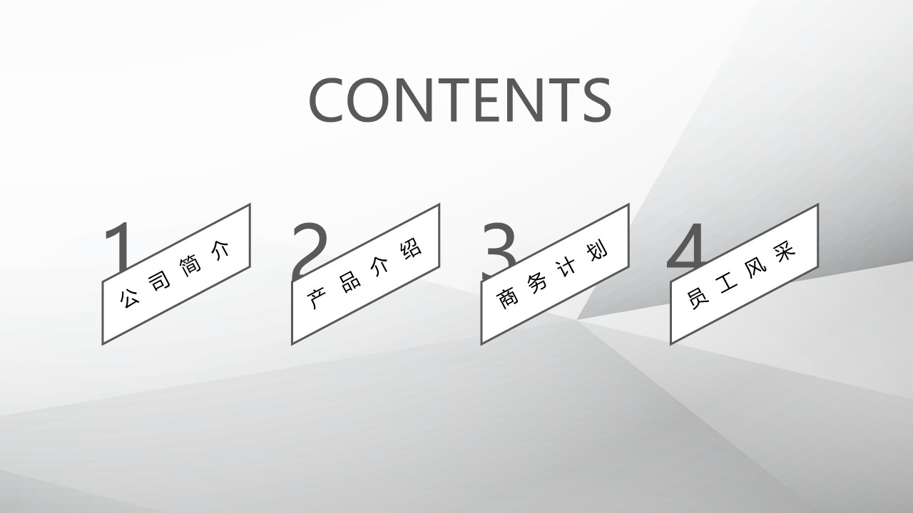 淡雅灰低面风极简企业简介ppt模板