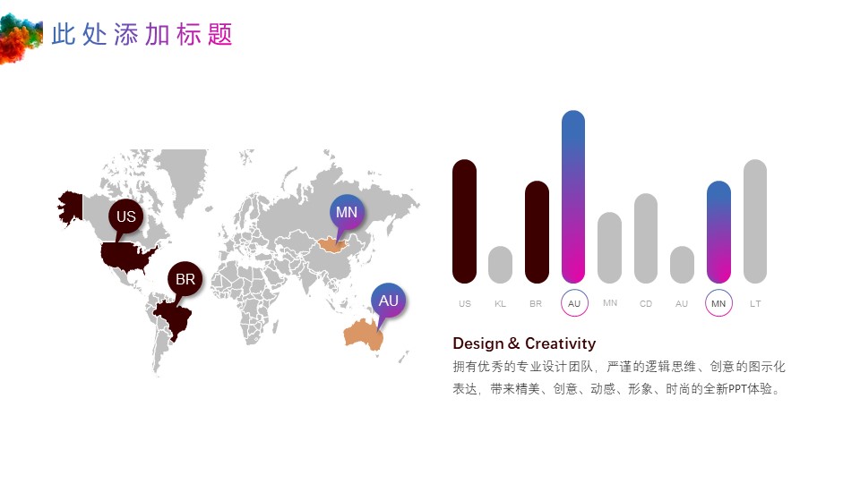 彩墨主图简约小清新商务汇报ppt模板