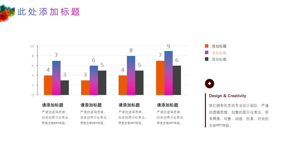 彩墨主图简约小清新商务汇报ppt模板