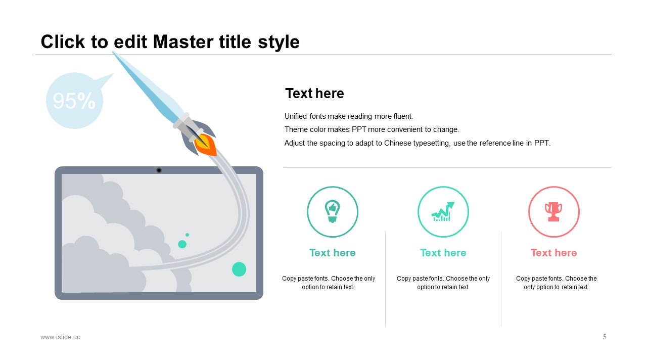 小火箭起飞插画主图小清新工作汇报ppt模板