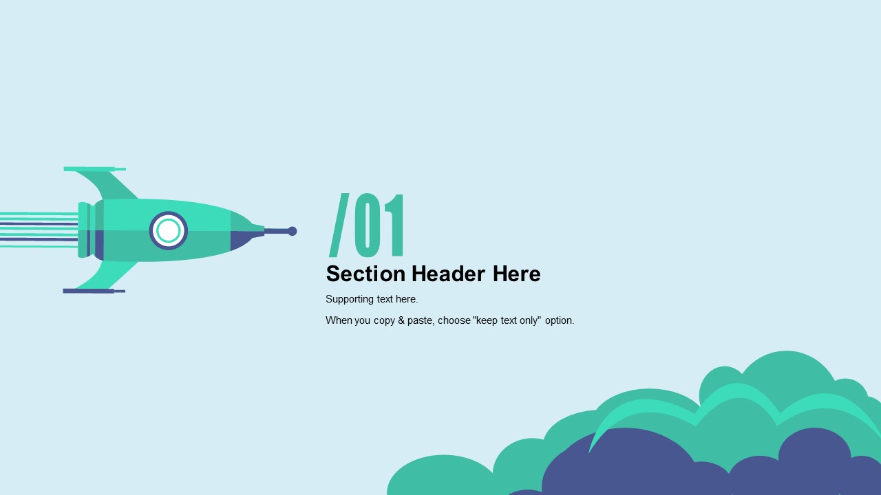 小火箭起飞插画主图小清新工作汇报ppt模板