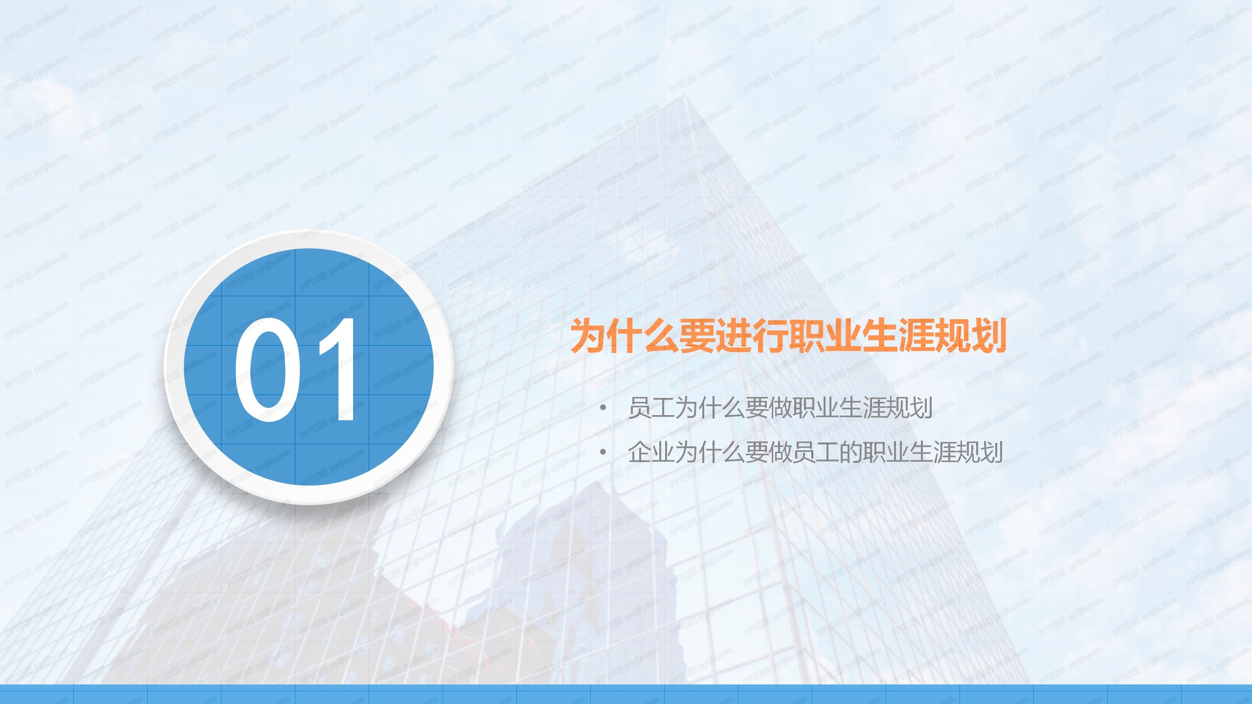 蓝色简约人事部职业生涯规划培训ppt模板