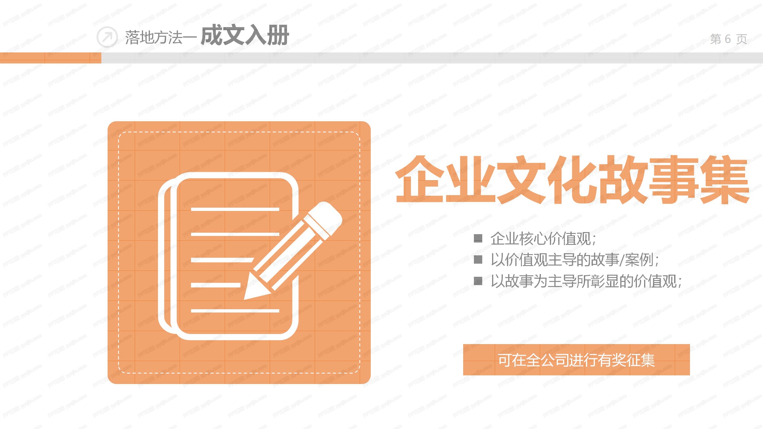 橙色企业文化落地培训PPT课件