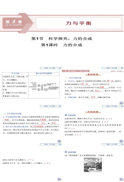高中物理说课力的合成ppt模板