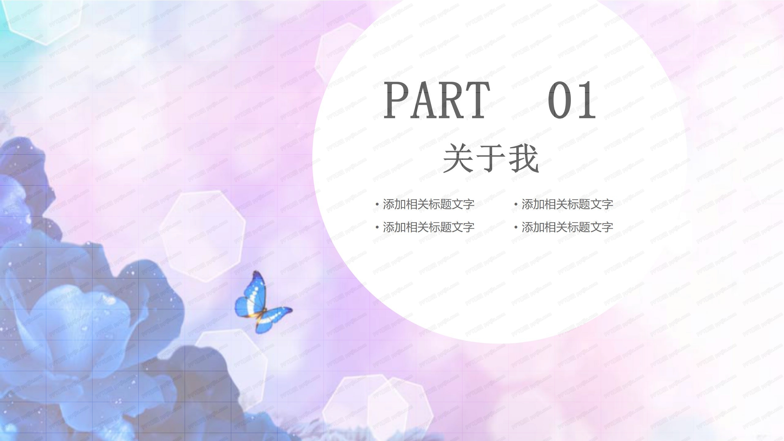 紫色文雅个人简历简介ppt模板