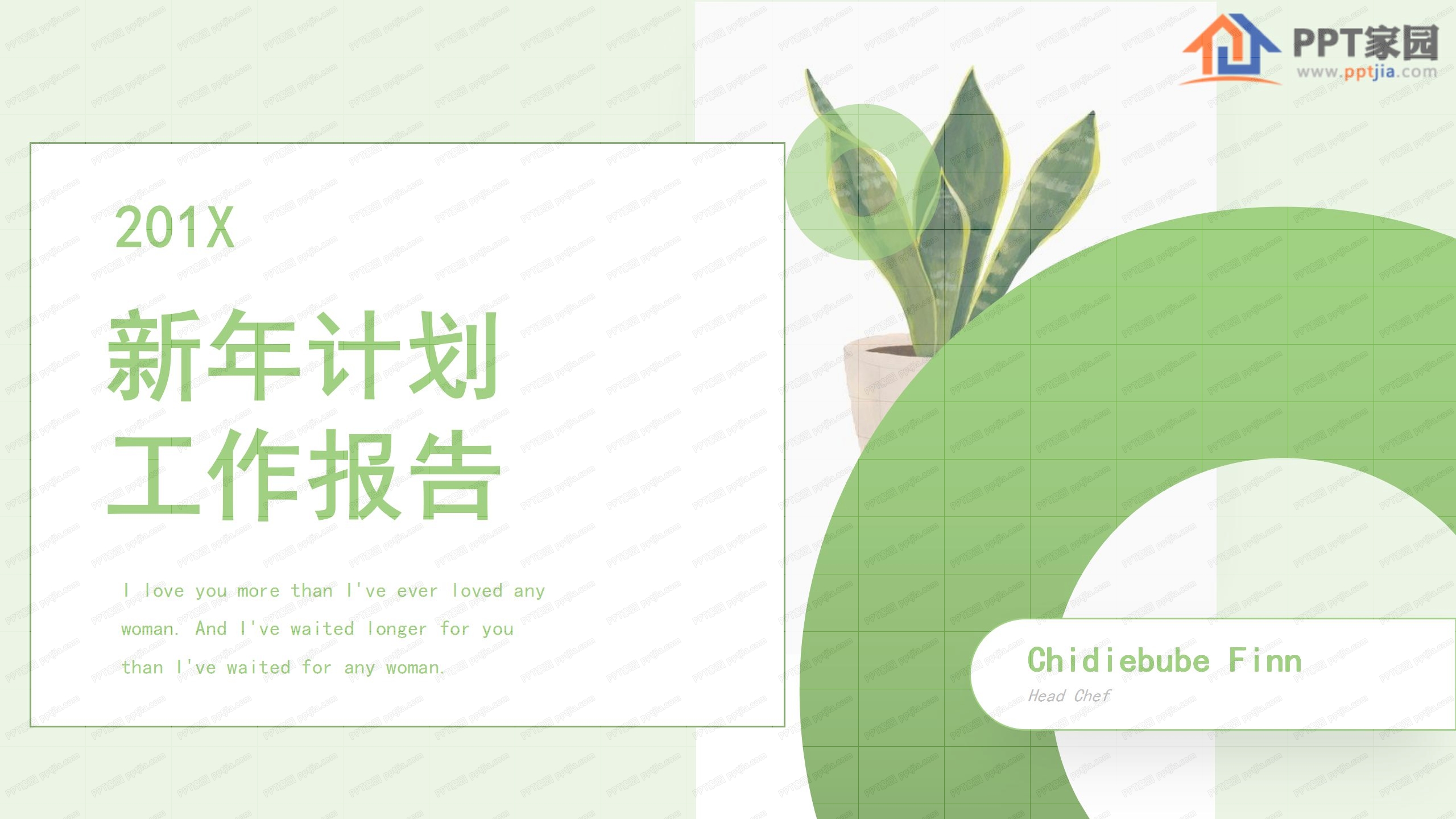 绿色小清新新年工作计划ppt模板