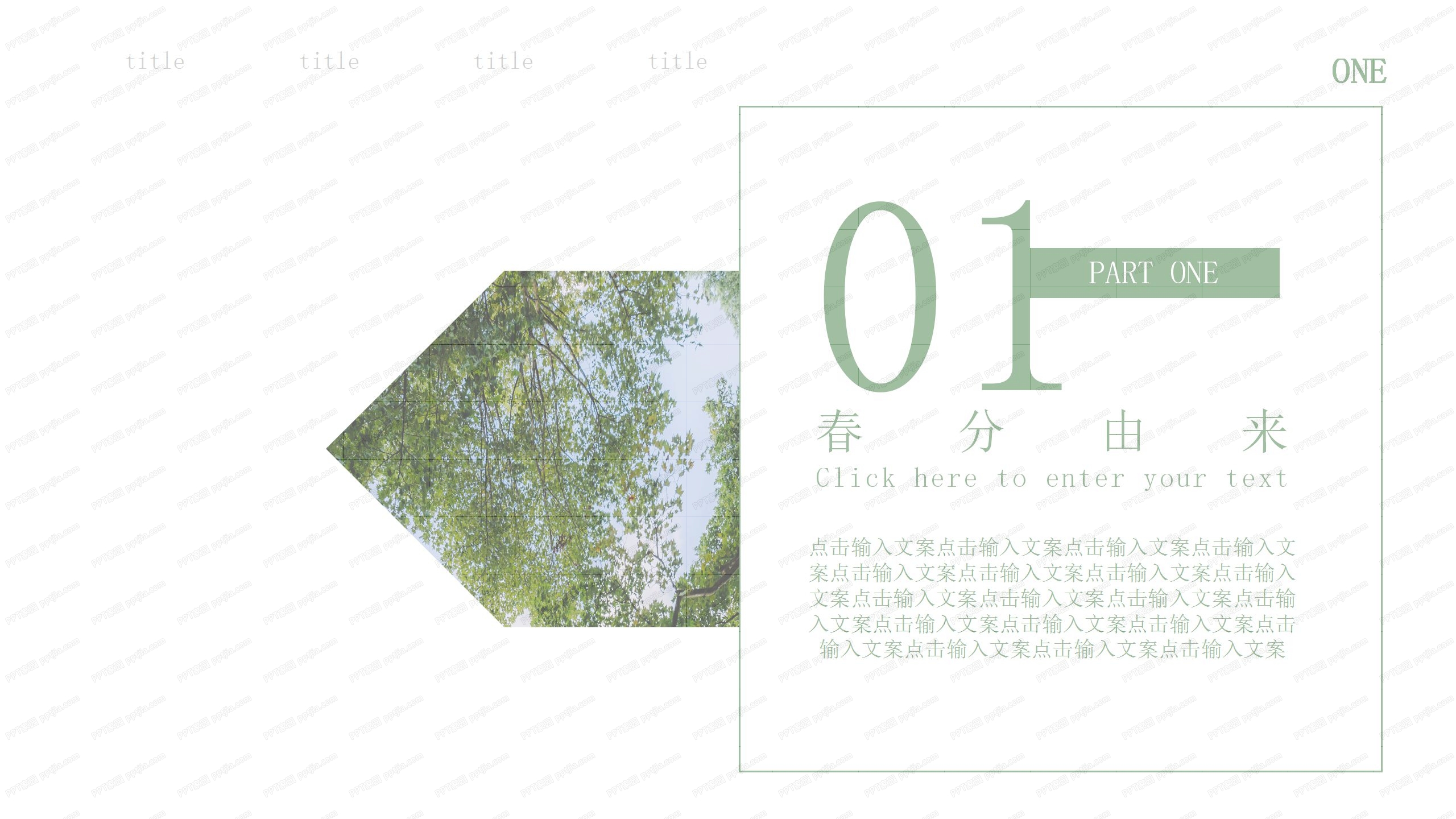 时尚绿色二十四节气春分介绍ppt模板