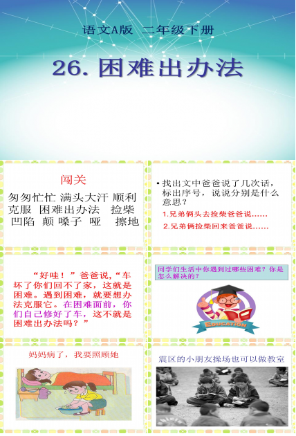 困难出办法ppt模板