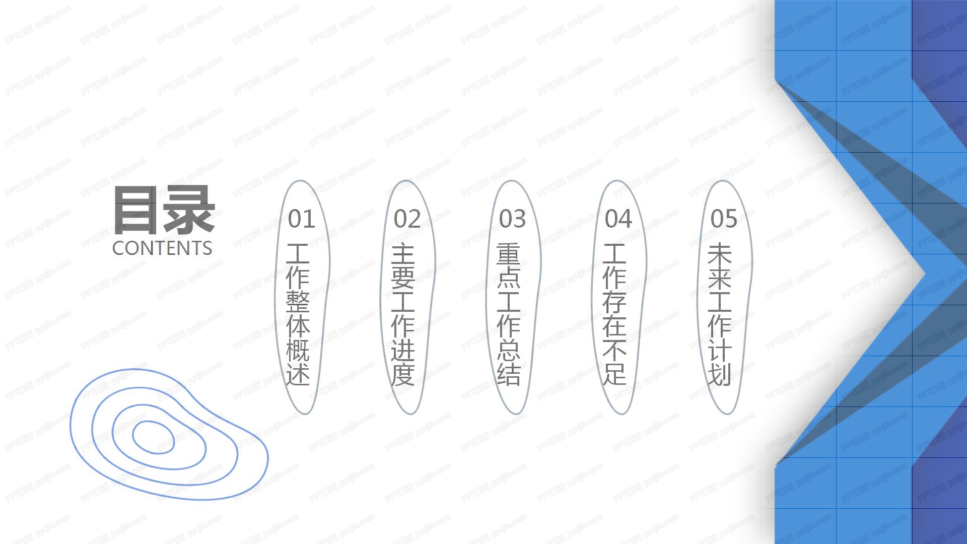 蓝色简约工作总结计划通用ppt模板