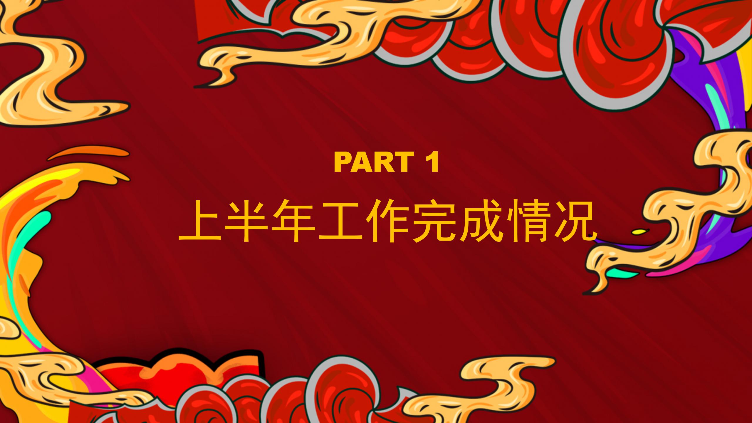 国潮中国风年中工作总结ppt模板