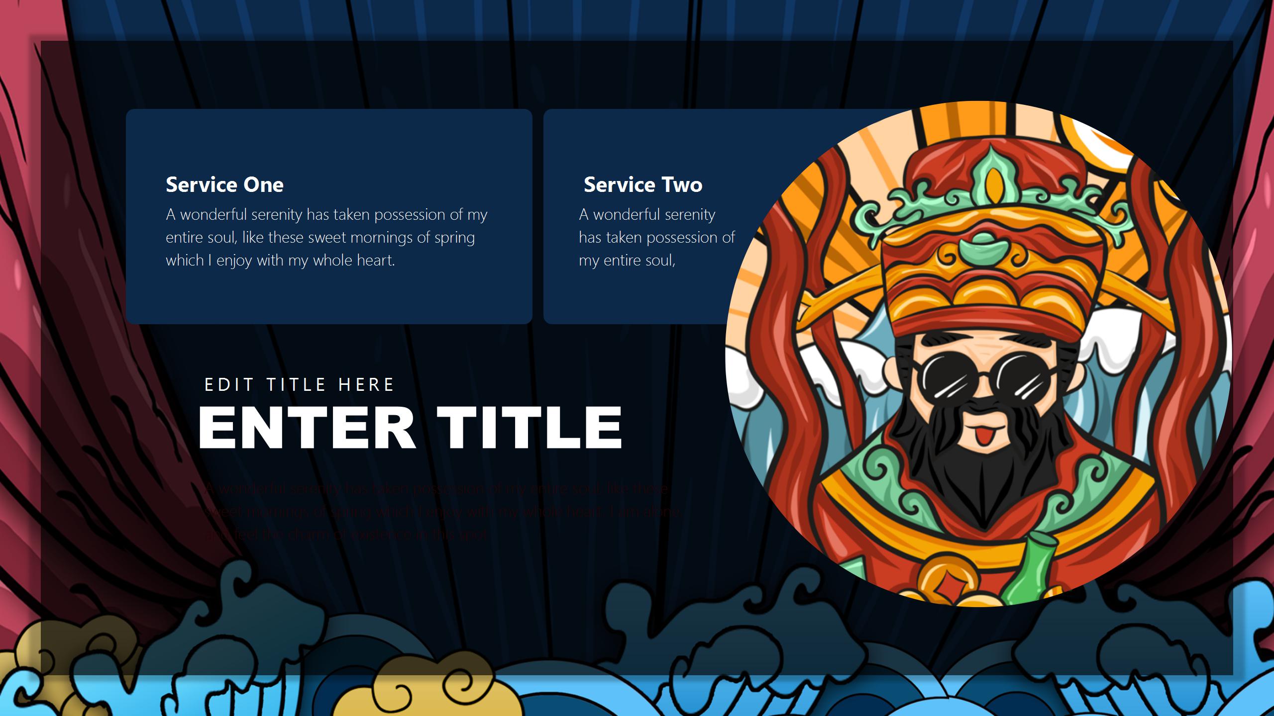 手绘国潮风锦鲤转发好运ppt模板