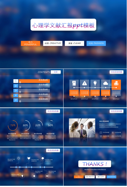 心理学文献汇报ppt模板
