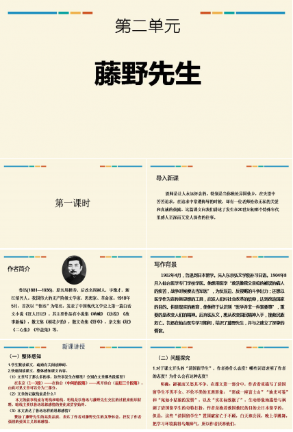 藤野先生免费课件ppt 