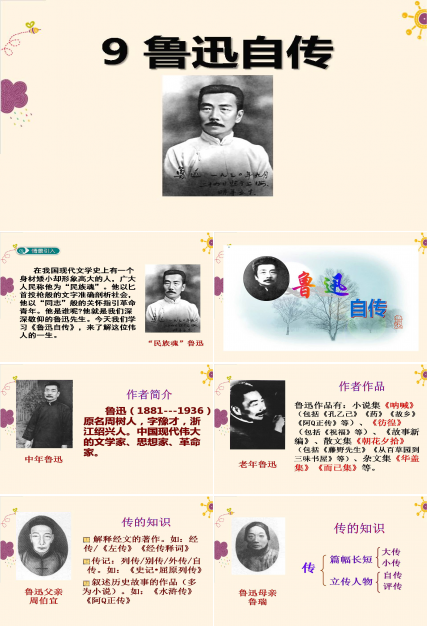 鲁迅自传课件ppt模板