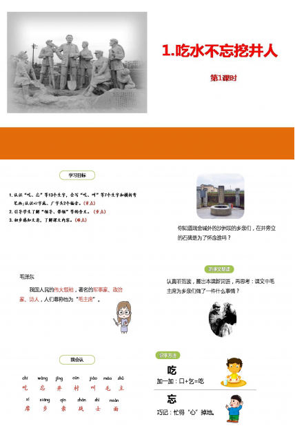 一年级下册吃水不忘挖井人ppt 