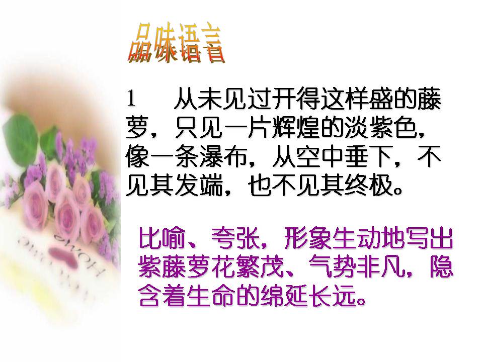 紫藤萝瀑布教案ppt