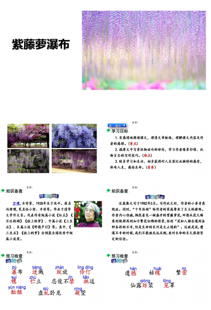 紫藤萝瀑布教案ppt模板