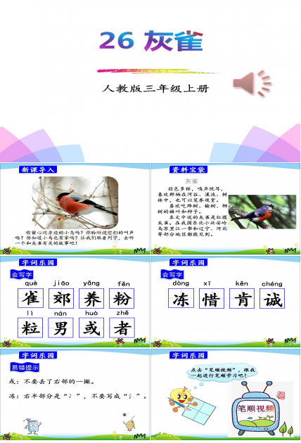 三年级上册灰雀ppt