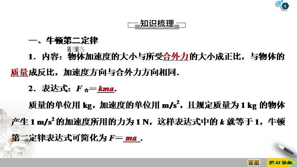 牛顿第二定律讲课ppt
