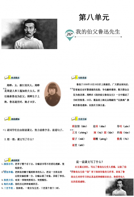 我的伯父鲁迅先生教学ppt 