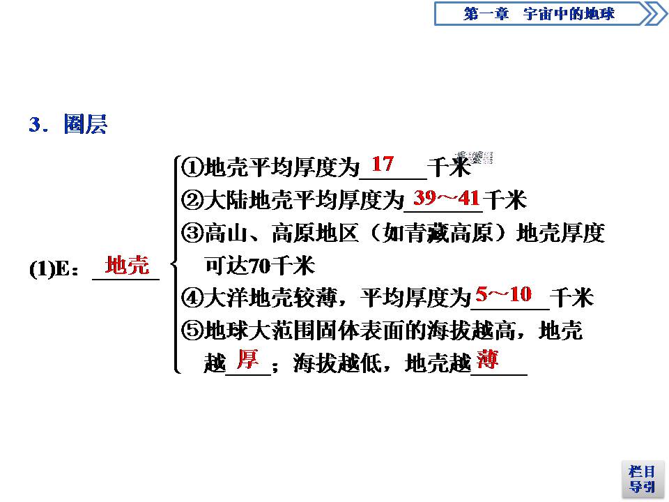 宇宙中的地球知识点ppt	